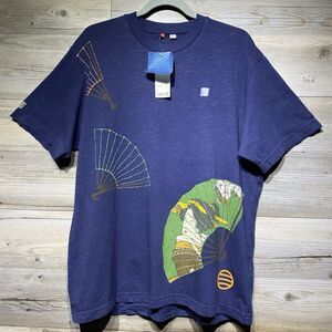 Uniqlo Japanese Collab Graphic Print T-Shirt Hanada Sunka Blue Slub Cotton Large